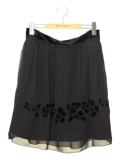 ベロアノワール by フォクシーニューヨーク 26989 スカート 40 ブラック スカート ベロアフラワー ITVTGL4V2UJC