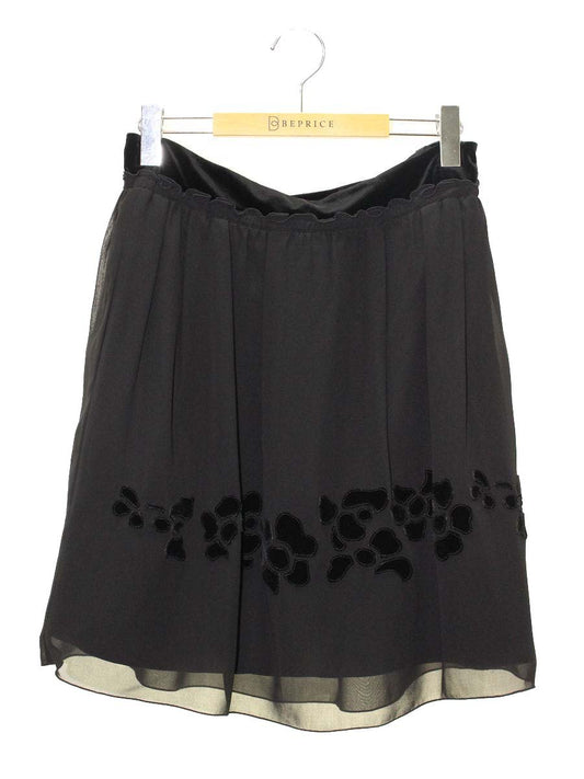 ベロアノワール by フォクシーニューヨーク 26989 スカート 40 ブラック スカート ベロアフラワー ITVTGL4V2UJC