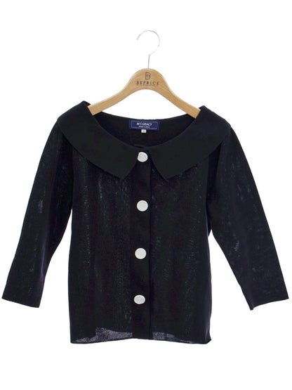 エムズグレイシー 318323 ニットジャケット 40 ブラック バラモチーフボタン ステンカラー ITC8TTDHJWUO