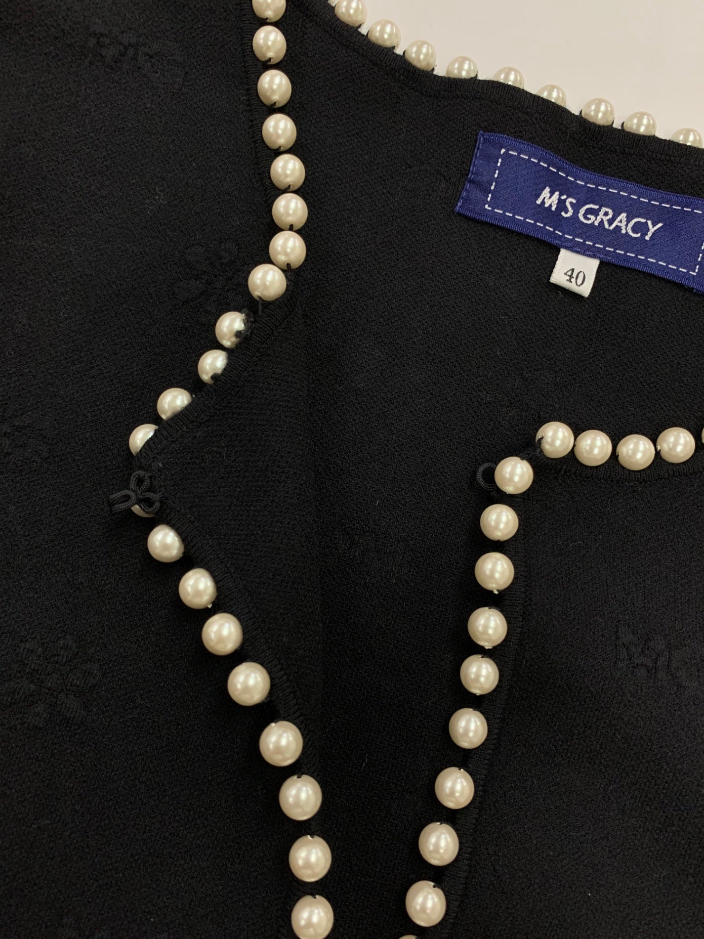 エムズグレイシー パールトリミング 218525 カーディガン 40 ブラック ITZDS45UTJG0