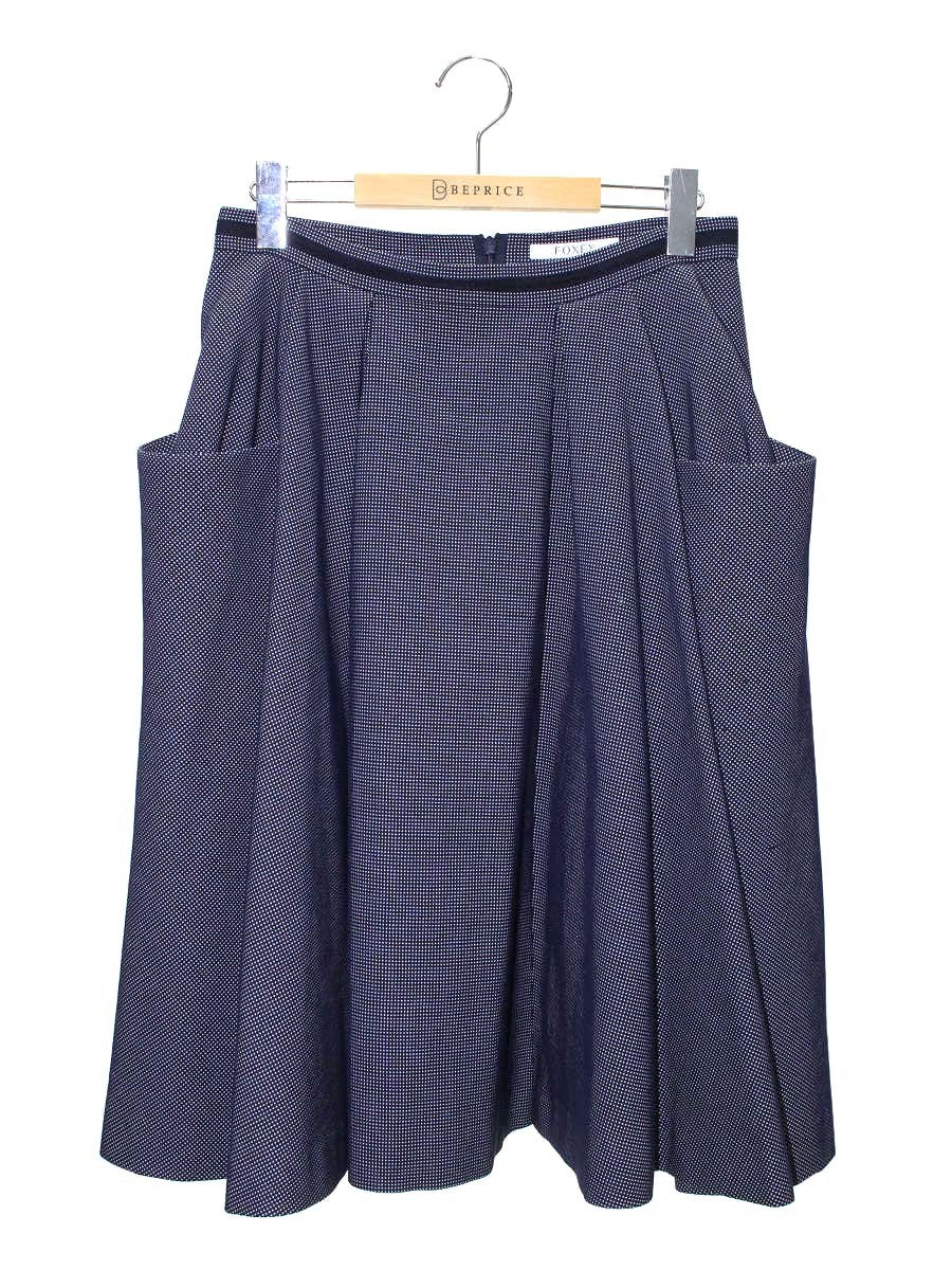 フォクシーブティック Skirt French Chic 37669 スカート 42 ネイビー タックフレア ITHRJGN4MFFC