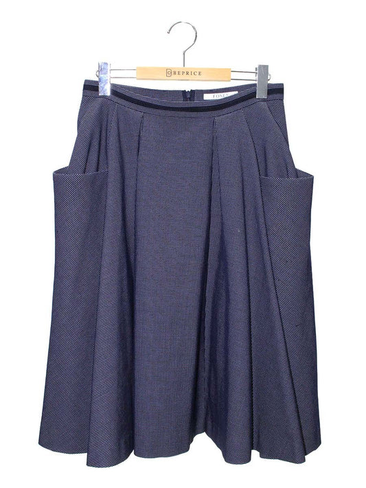 フォクシーブティック Skirt French Chic 37669 スカート 42 ネイビー タックフレア ITHRJGN4MFFC