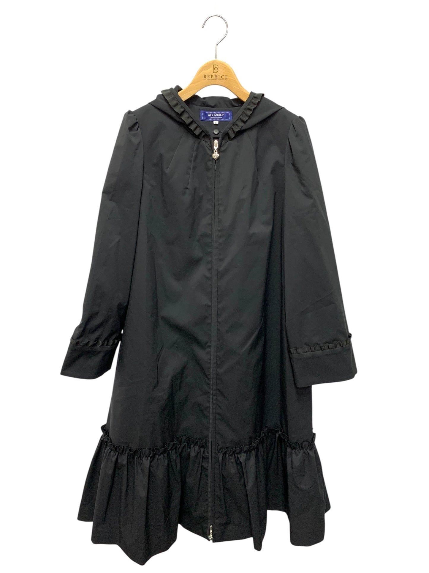 エムズグレイシー 219101 コート 40 ブラック フリル IT6IEM73SH6O
