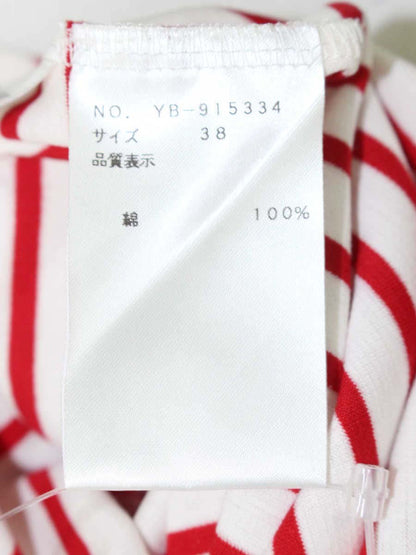 エムズグレイシー 915334 トップス カットソー 38 レッド ボーダー ビーズ ロゴハート ITH2R0M8MEHN
