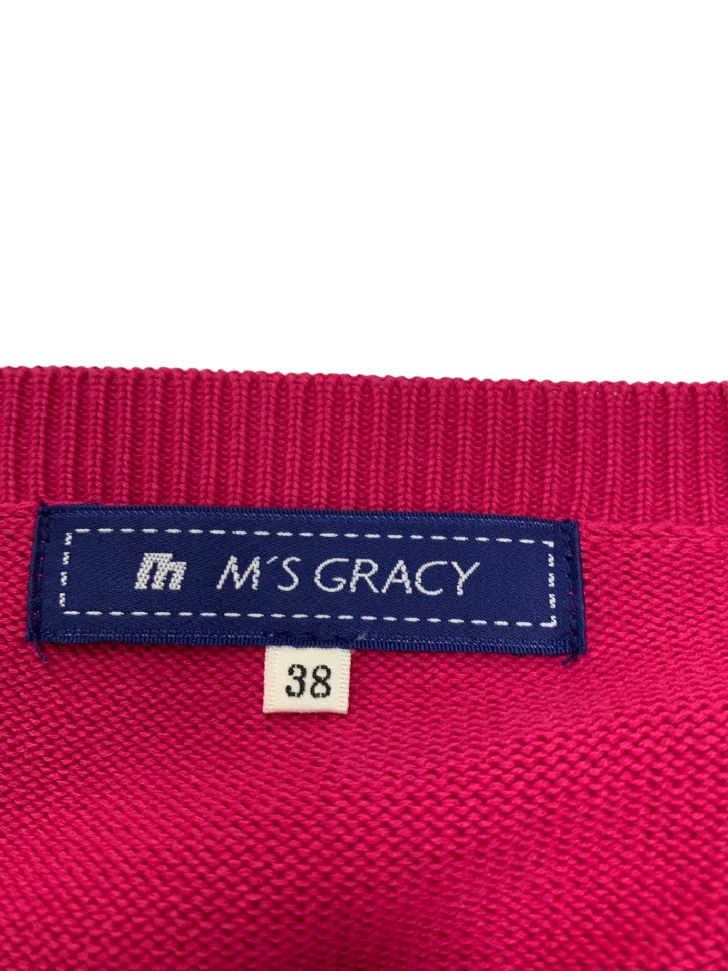 エムズグレイシー 528139 カーディガン 38 ピンク コットン混 シェルボタン ITDG0MYH9QW0