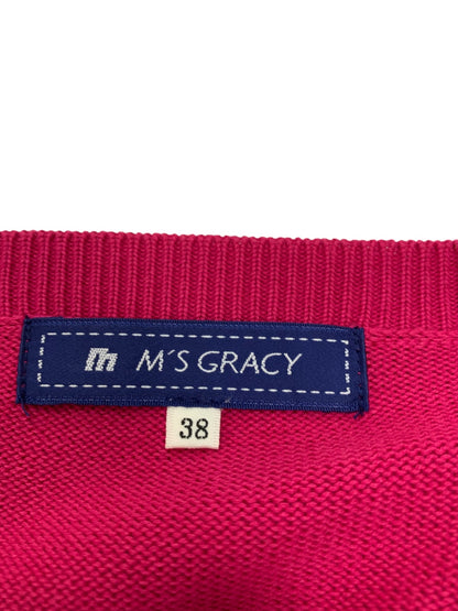 エムズグレイシー 528139 カーディガン 38 ピンク コットン混 シェルボタン ITDG0MYH9QW0