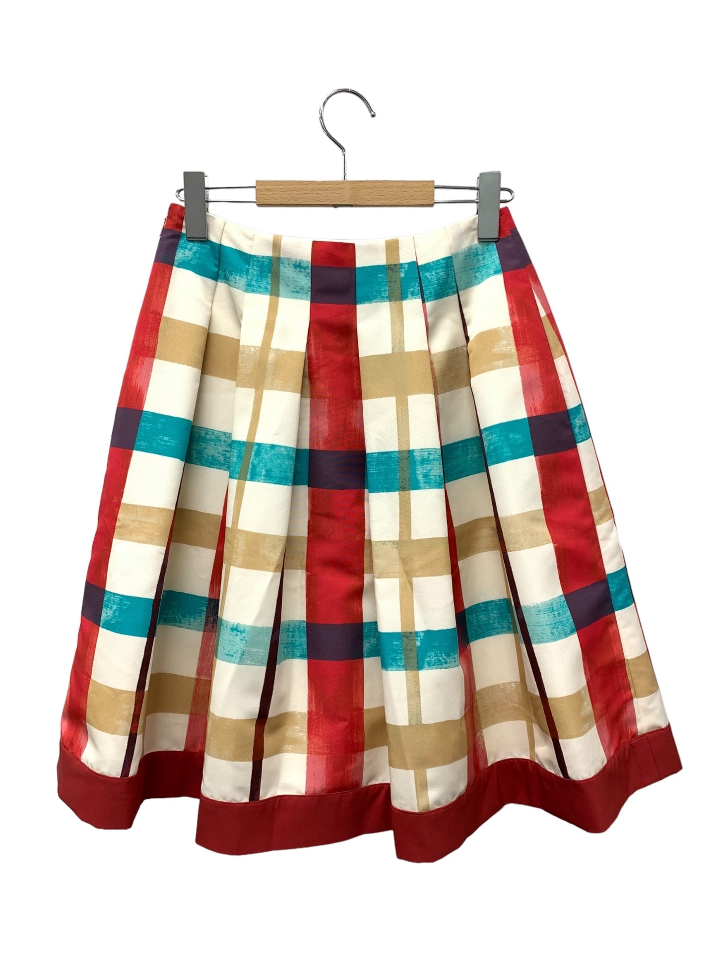 エムズグレイシー Colorful Check Skirt 017116 スカート 38 マルチカラー 水彩チェック プリント フレア ITIFX3UD0KH6