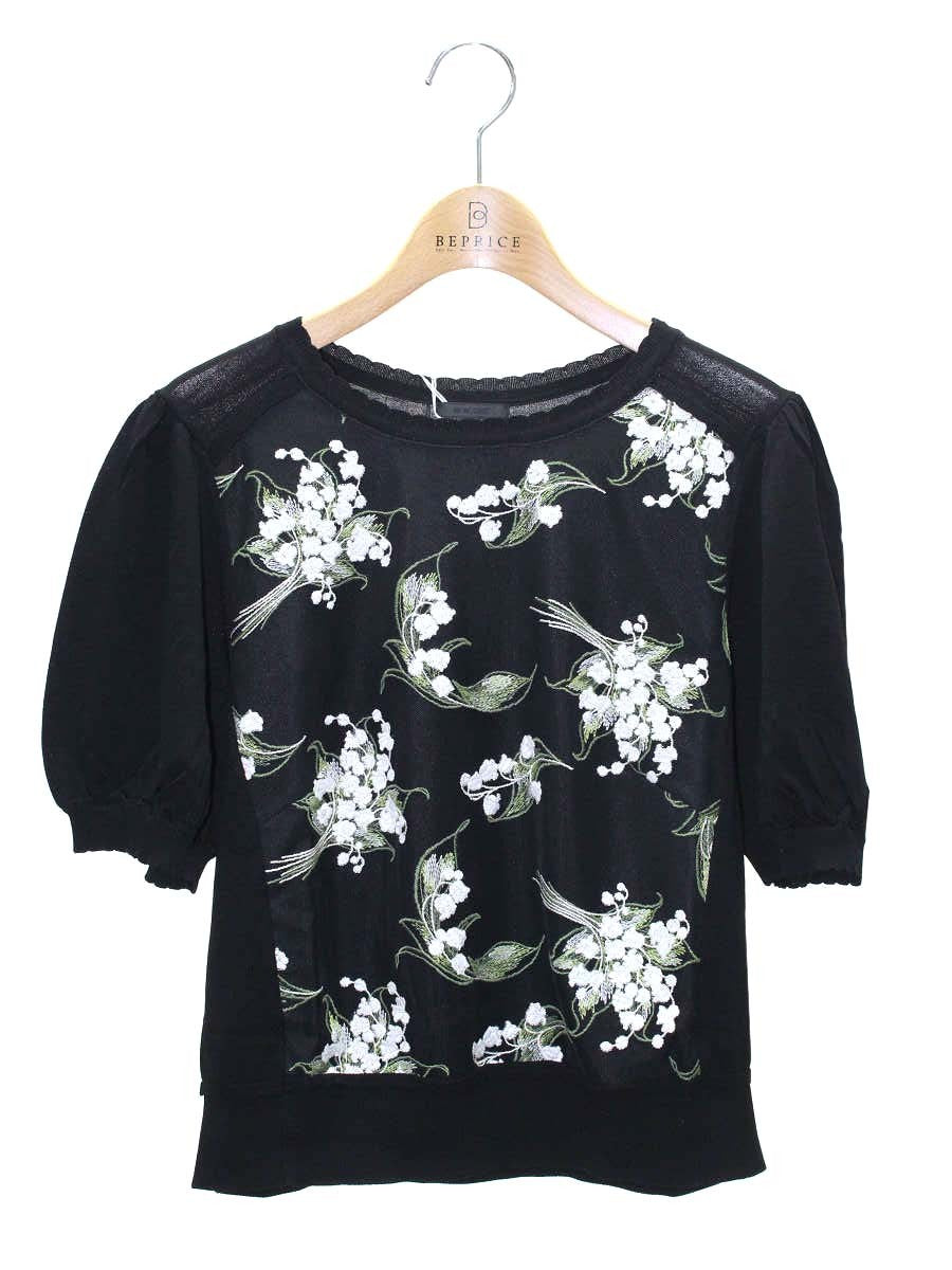 トゥービーシック W5N13  セーター 42 ブラック 花 刺繍 ITGBRUXFWXUW