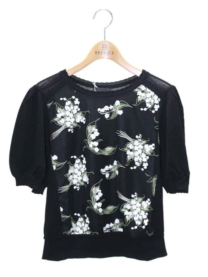 トゥービーシック W5N13  セーター 42 ブラック 花 刺繍 ITGBRUXFWXUW