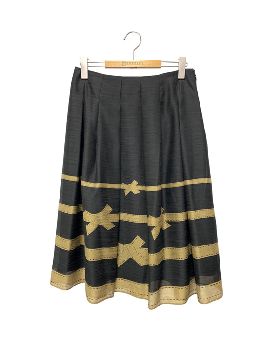 エムズグレイシー 517324 スカート 42 ブラック リボン ITXJQNEMIA80