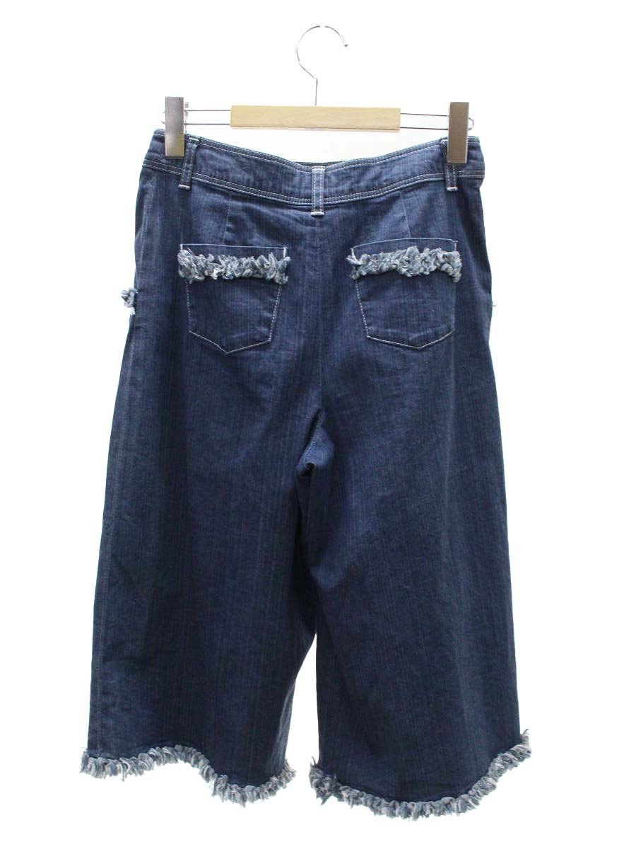 エムズグレイシー 626107 デニムパンツ 36 ネイビー フリル ワイド ITGENCRQF72O