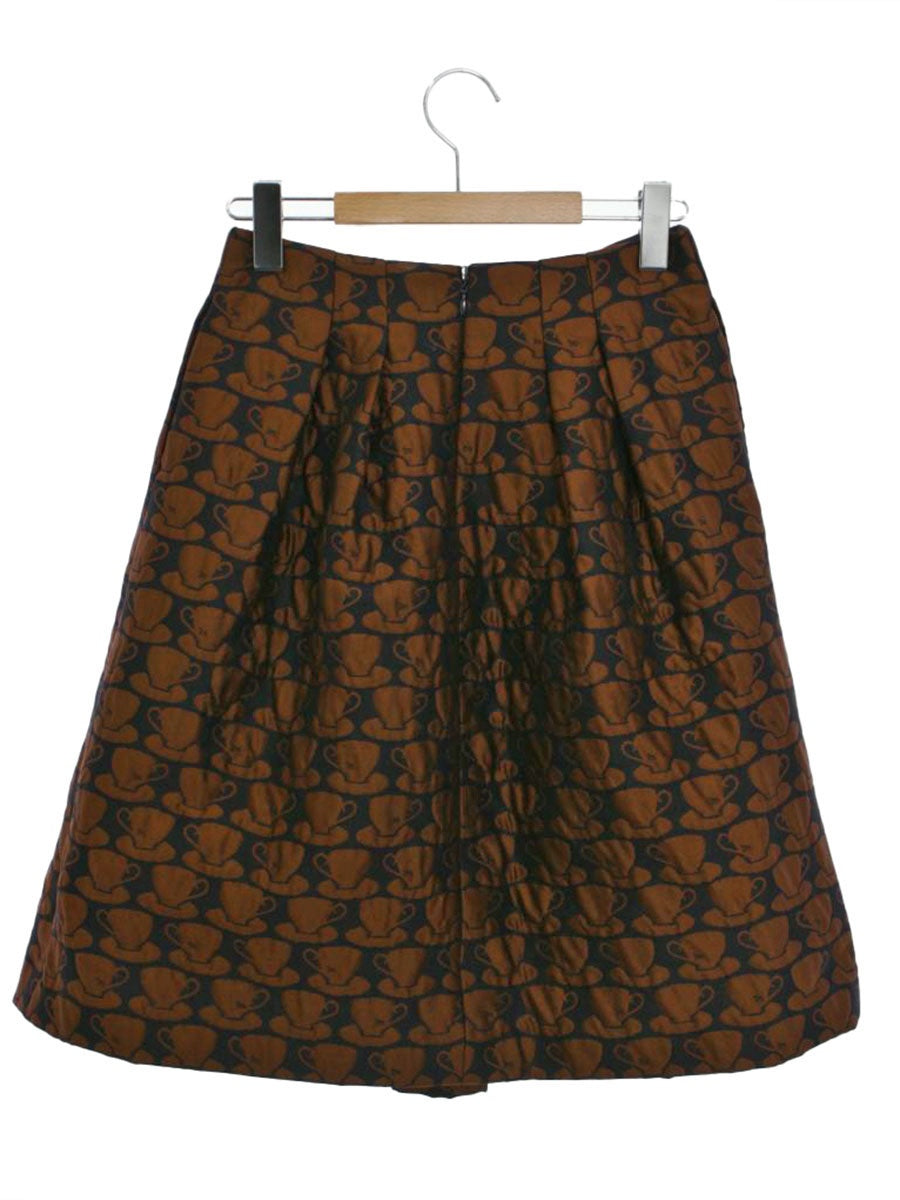 エムズグレイシー Coffee Cup Motif Skirt 917534 38 ブラウン IT4GP41T36TY