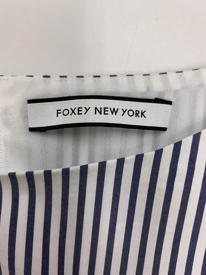 フォクシーニューヨーク DRESS SUMMERRUFFLE サマーラッフル 40096 ワンピース 38 ネイビー ストライプ ITUSMXS7KBEE