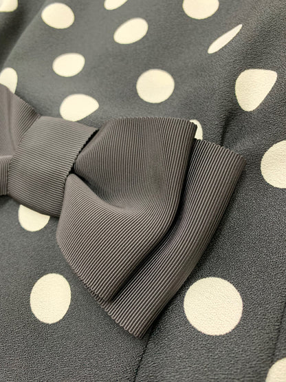 エムズグレイシー 011326 ワンピース 38 ブラック 水玉 リボン IT6UDJUP8Z0G