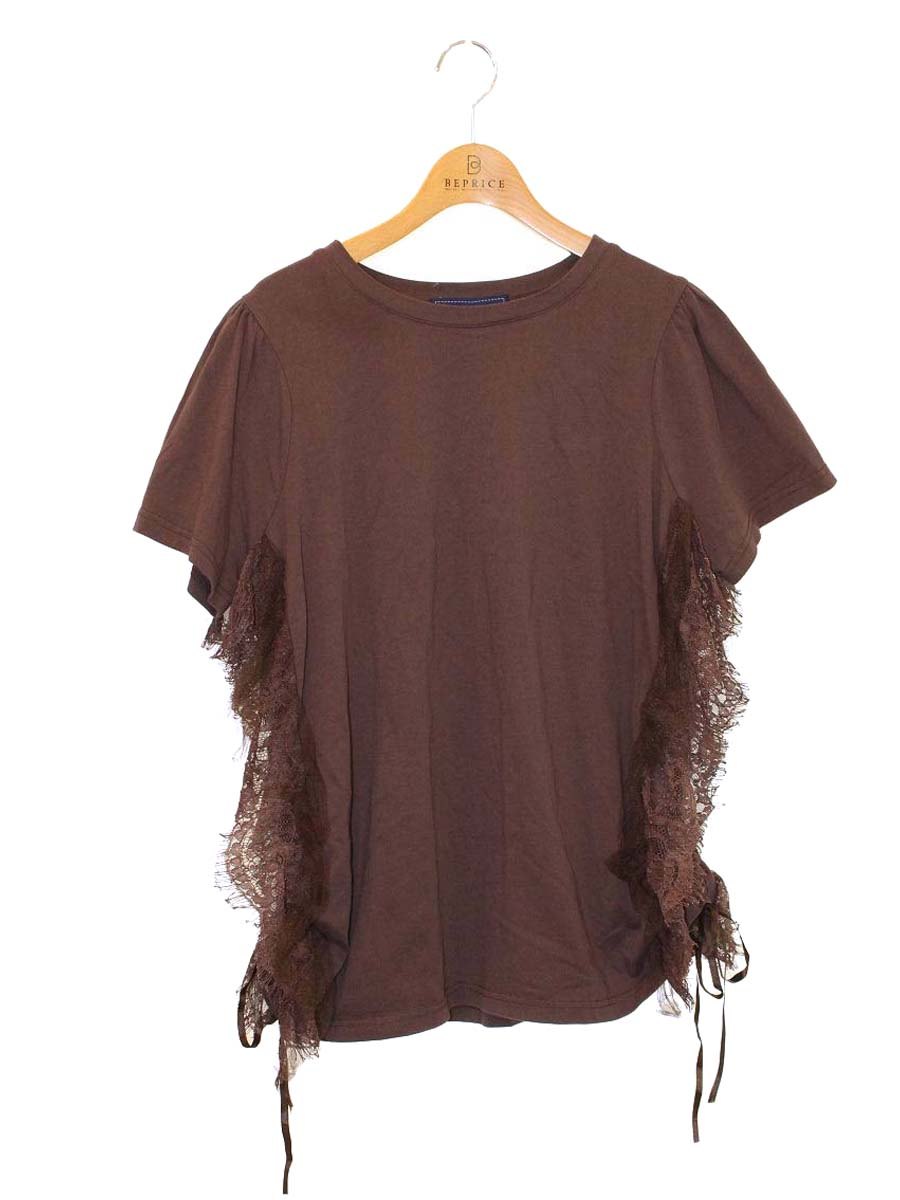 エムズグレイシー 615306 Tシャツ カットソー 38 ブラウン レース フリル ITT7AM7SQ4W6