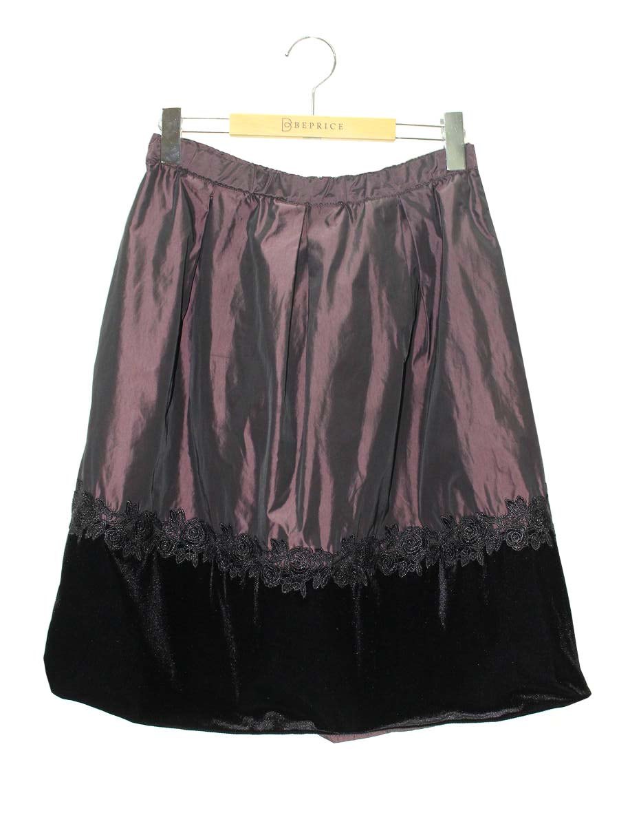 スーパービューティー スカート 42 ワインレッド ベロア レース 切替 ITLTPPT1OEG0 【SALE】