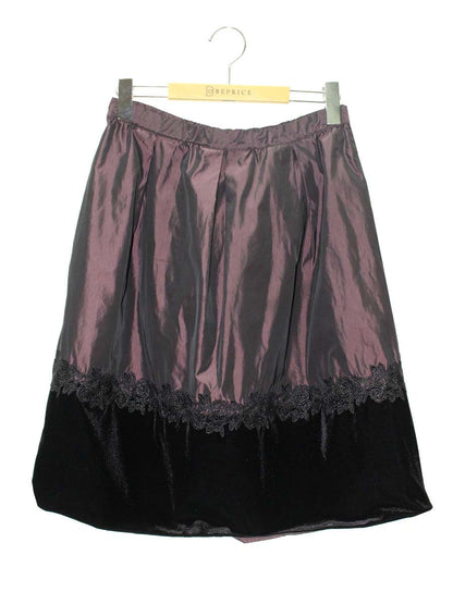 スーパービューティー スカート 42 ワインレッド ベロア レース 切替 ITLTPPT1OEG0 【SALE】