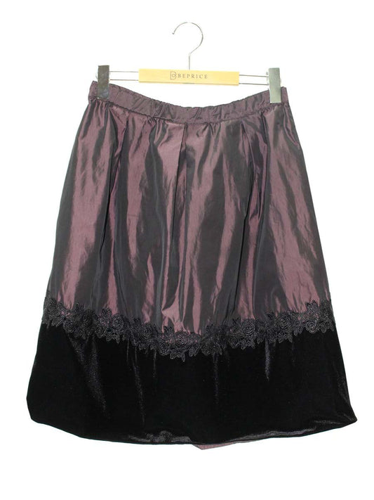 スーパービューティー スカート 42 ワインレッド ベロア レース 切替 ITLTPPT1OEG0 【SALE】