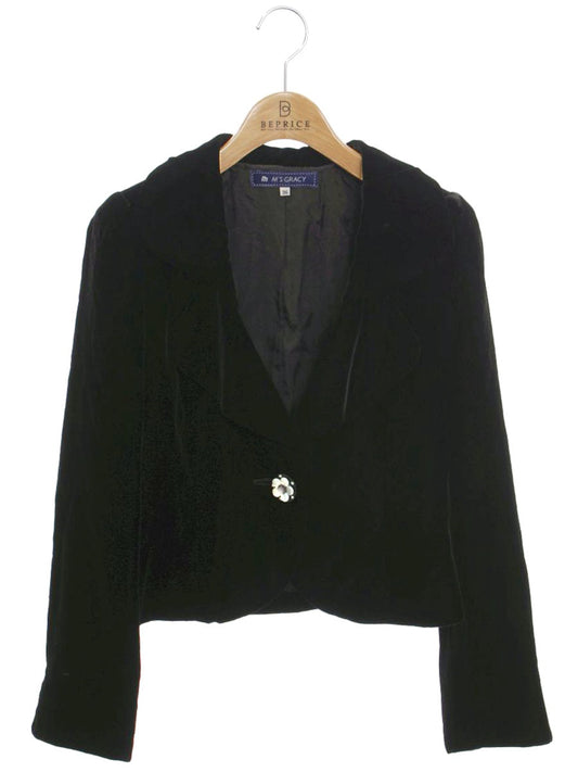エムズグレイシー 124523 ジャケット 36 ブラック ベロア 1B IT99Z0W4QK7A