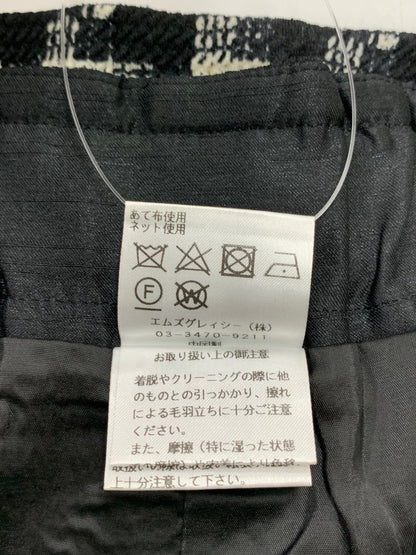 エムズグレイシー 416507 ワイドパンツ 40 ホワイト/ブラック リボン チェック IT76RA7NCA1A