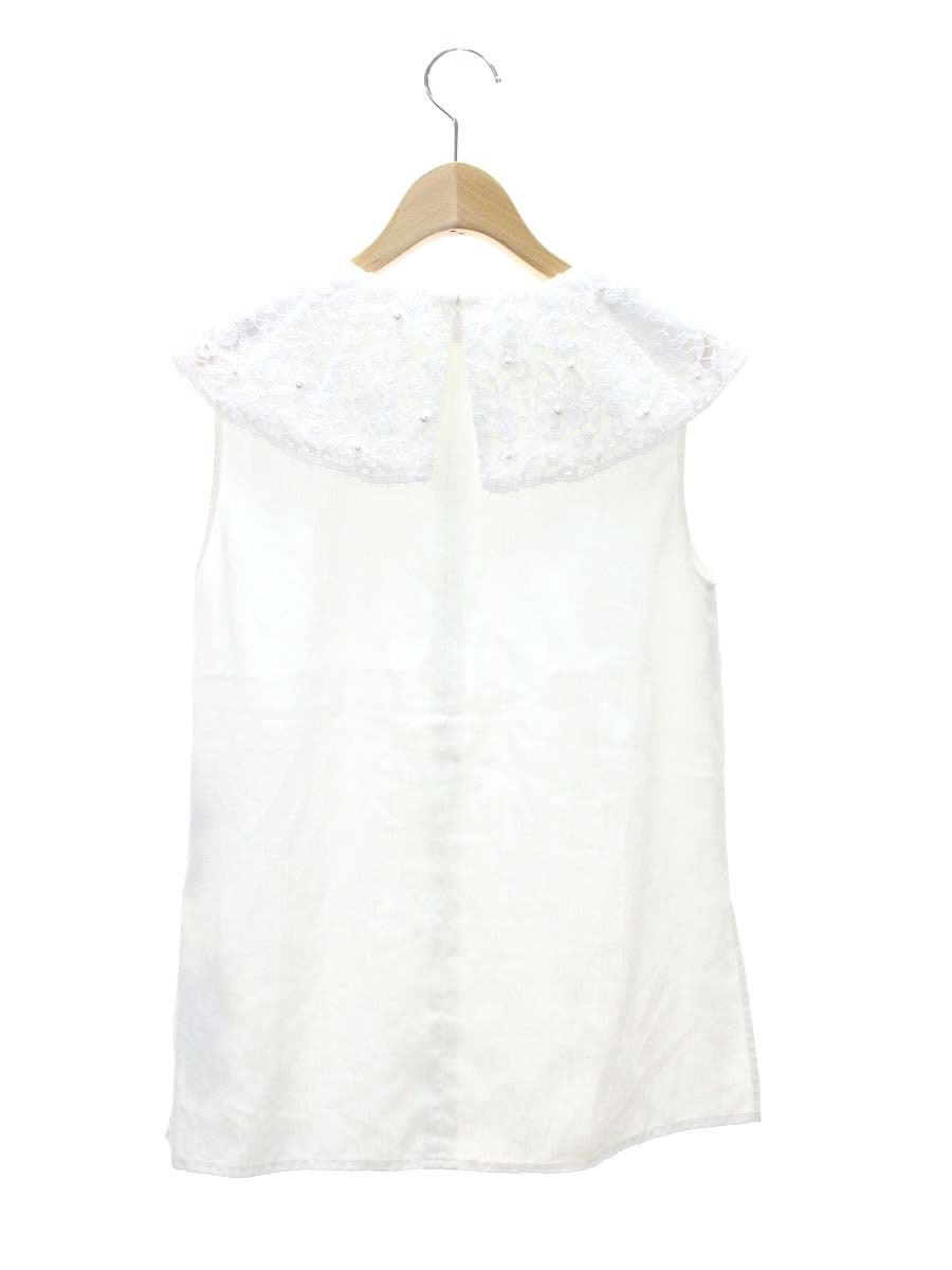 ルネ 6221350 ブラウス  34 ホワイト フェイクパール レース 麻 IT5QZF8K61YS