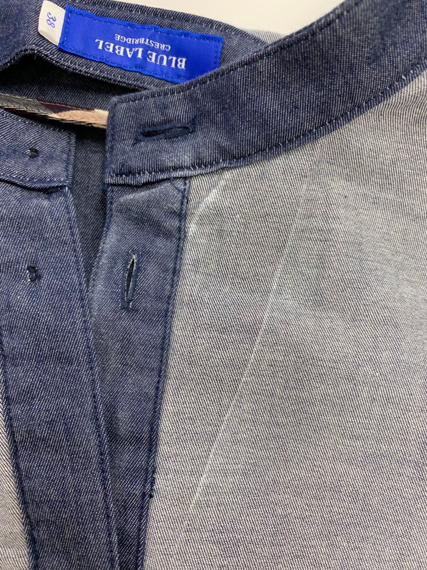 ブルーレーベルクレストブリッジ 55J25-345-29 ワンピース 38 ネイビー デニム フリル フレア ITHIHGO67PPW 【SALE】