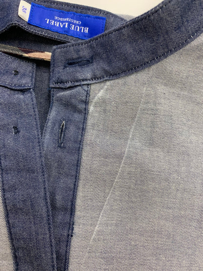 ブルーレーベルクレストブリッジ 55J25-345-29 ワンピース 38 ネイビー デニム フリル フレア ITHIHGO67PPW 【SALE】