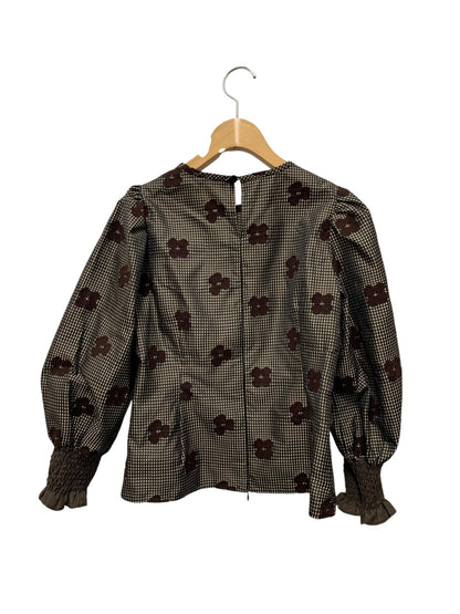 エムズグレイシー 310505 ブラウス 36 ブラウン ギンガムチェック お花モチーフ IT5P35NRYBDM