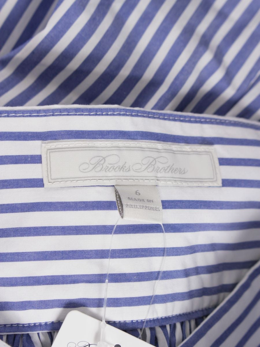 ブルックスブラザーズ コットン ストライプ ボウウエストベルト 100219438 マキシスカート 6 ブルー/ホワイト ITFRRWUYJOAZ
