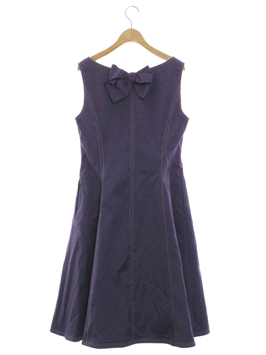 エムズグレイシー Denim like Jumper Skirt 911108 ワンピース 40 ネイビー リボン フロントジップ IT46FINVT9YM