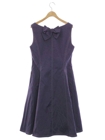 エムズグレイシー Denim like Jumper Skirt 911108 ワンピース 40 ネイビー リボン フロントジップ IT46FINVT9YM