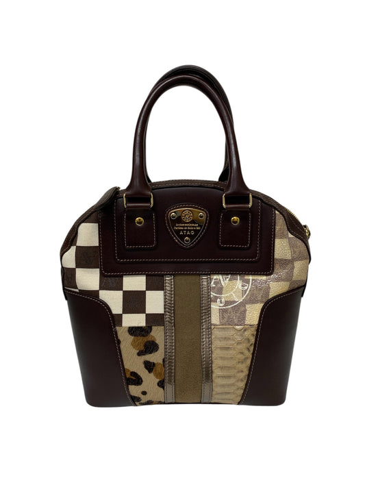 アタオ ハンドバッグ ブラウン アップルミニ チェック レザー スエード ハラコ ITYFIE7V3YK8