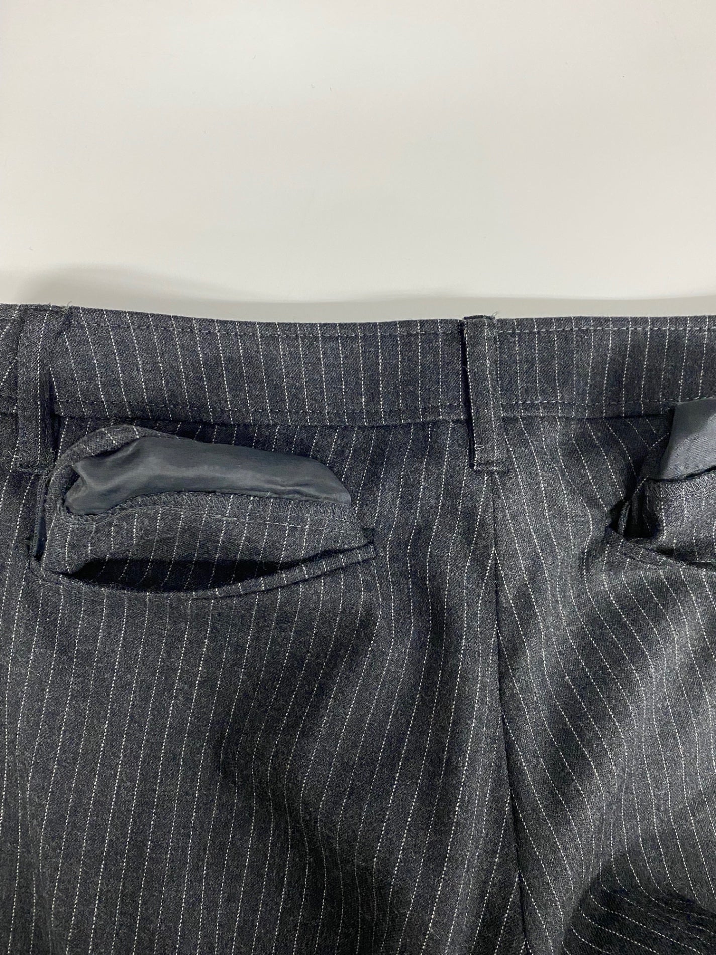 エムプルミエ パンツ 34 グレー ウール ストライプ ITFLWURHY24C