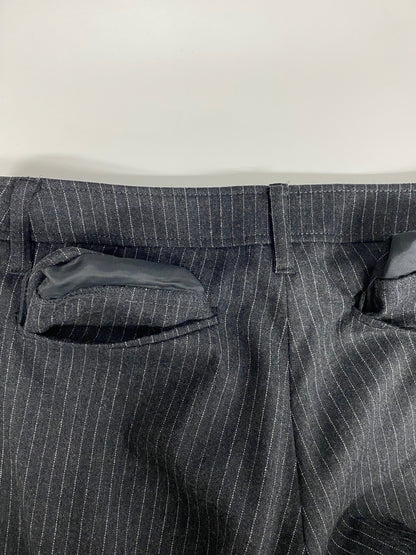 エムプルミエ パンツ 34 グレー ウール ストライプ ITFLWURHY24C
