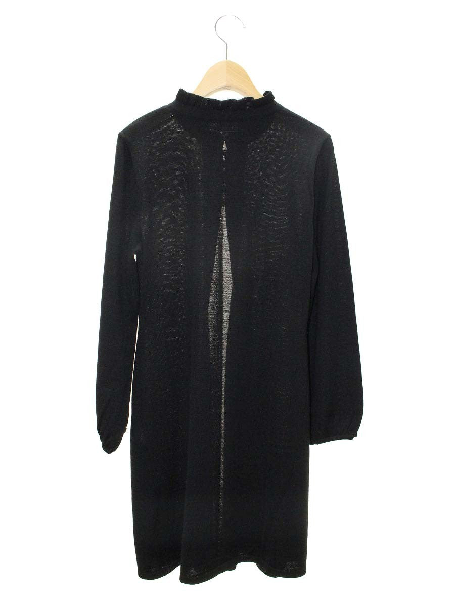 エムズグレイシー 118522 カーディガン 38 ブラック フリル パールボタン ロング ITOS60A3RB0Y