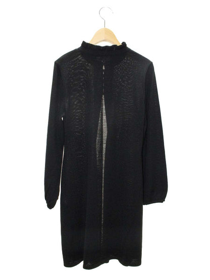 エムズグレイシー 118522 カーディガン 38 ブラック フリル パールボタン ロング ITOS60A3RB0Y