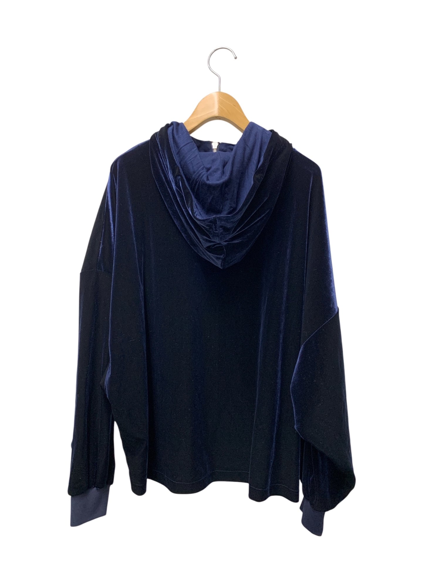 アルマーニエクスチェンジ 6LYM11 YJ9WZ M ネイビー ベルベット（ベロア）ジップアップスウェットパーカー ITXHRLG2OEJ5