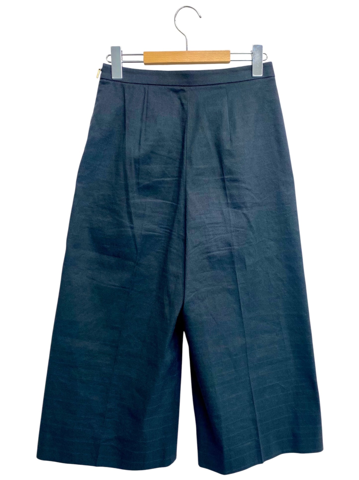 エポカ M5R12-756-09 パンツ 38 ブラック ワイド クロップド リネン混 IT5PZEYJENMO