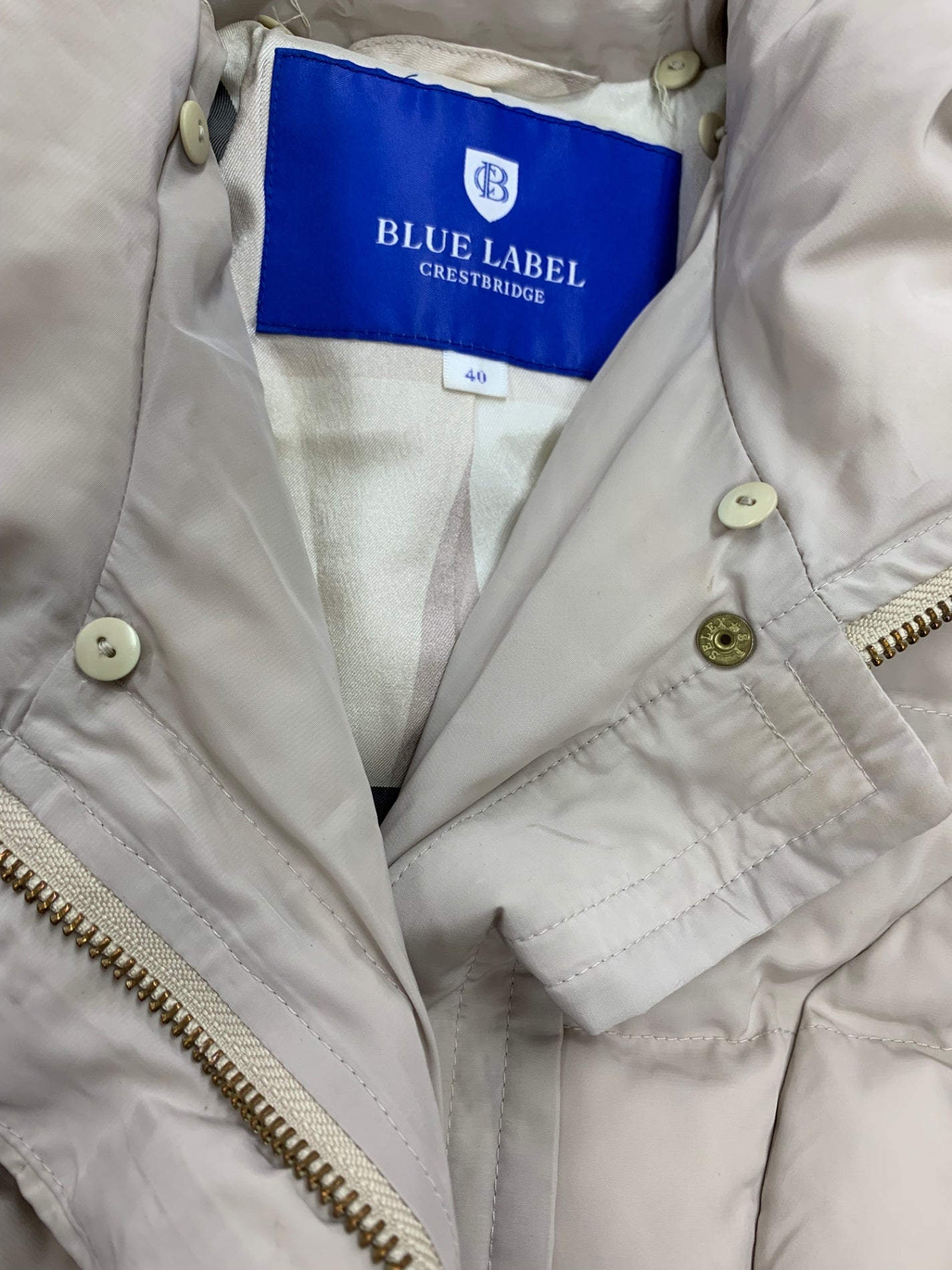 ブルーレーベルクレストブリッジ ロングダウンジャケット 55C31-623-03 40 ベージュ ITH1BPCBFV3S