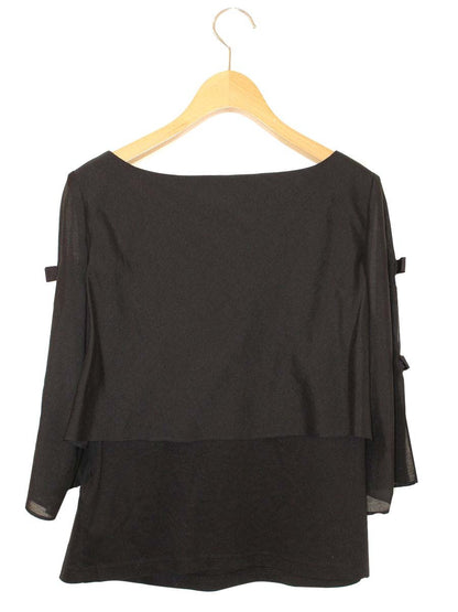 エムズグレイシー 815333 Tシャツ カットソー 40 ブラック 袖リボン ITE5B3ZCLD44