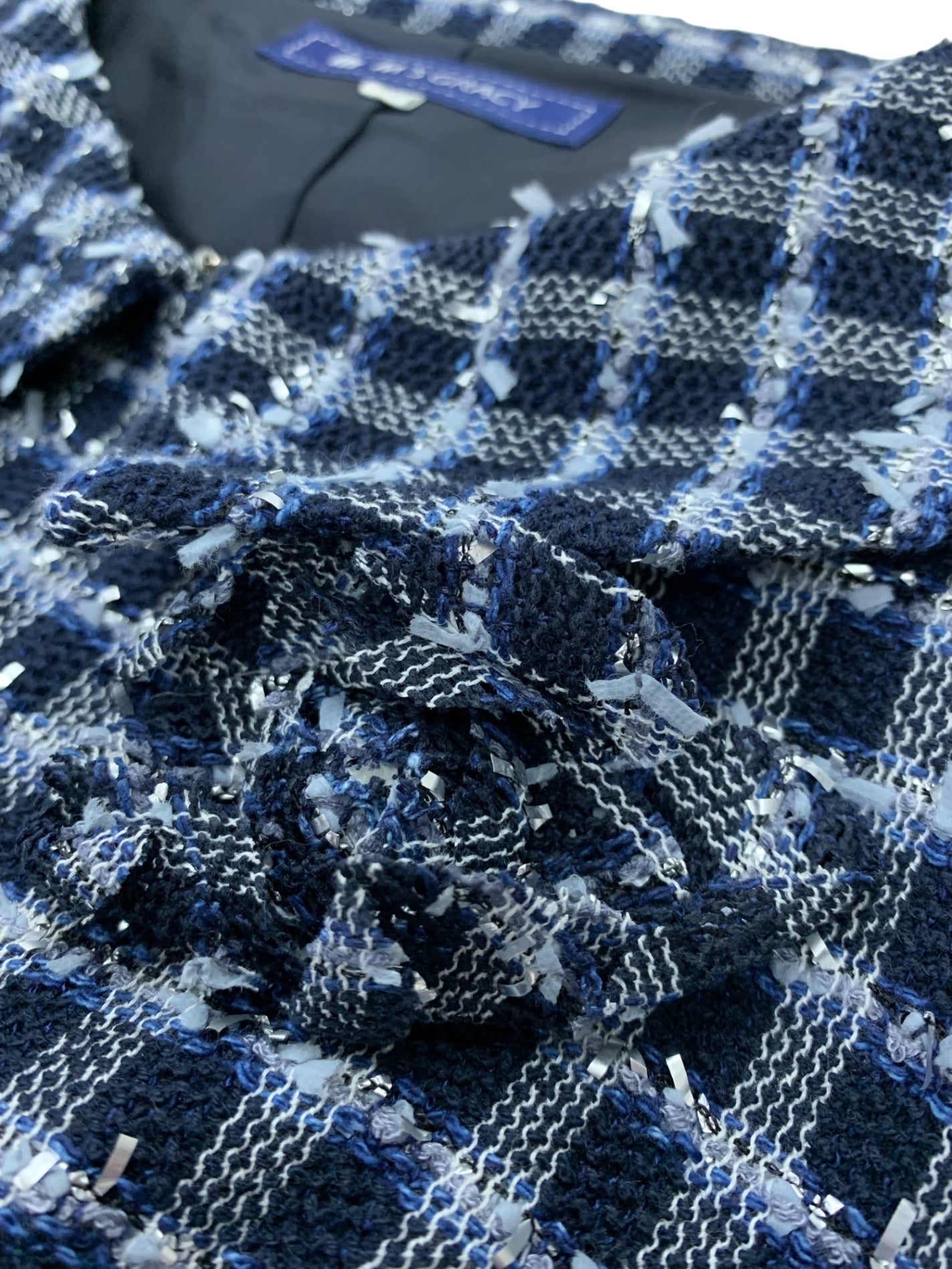 エムズグレイシー 624120 ジャケット 40 ネイビー ツィード 花ブローチ ITB4VPI3AACC 【SALE】