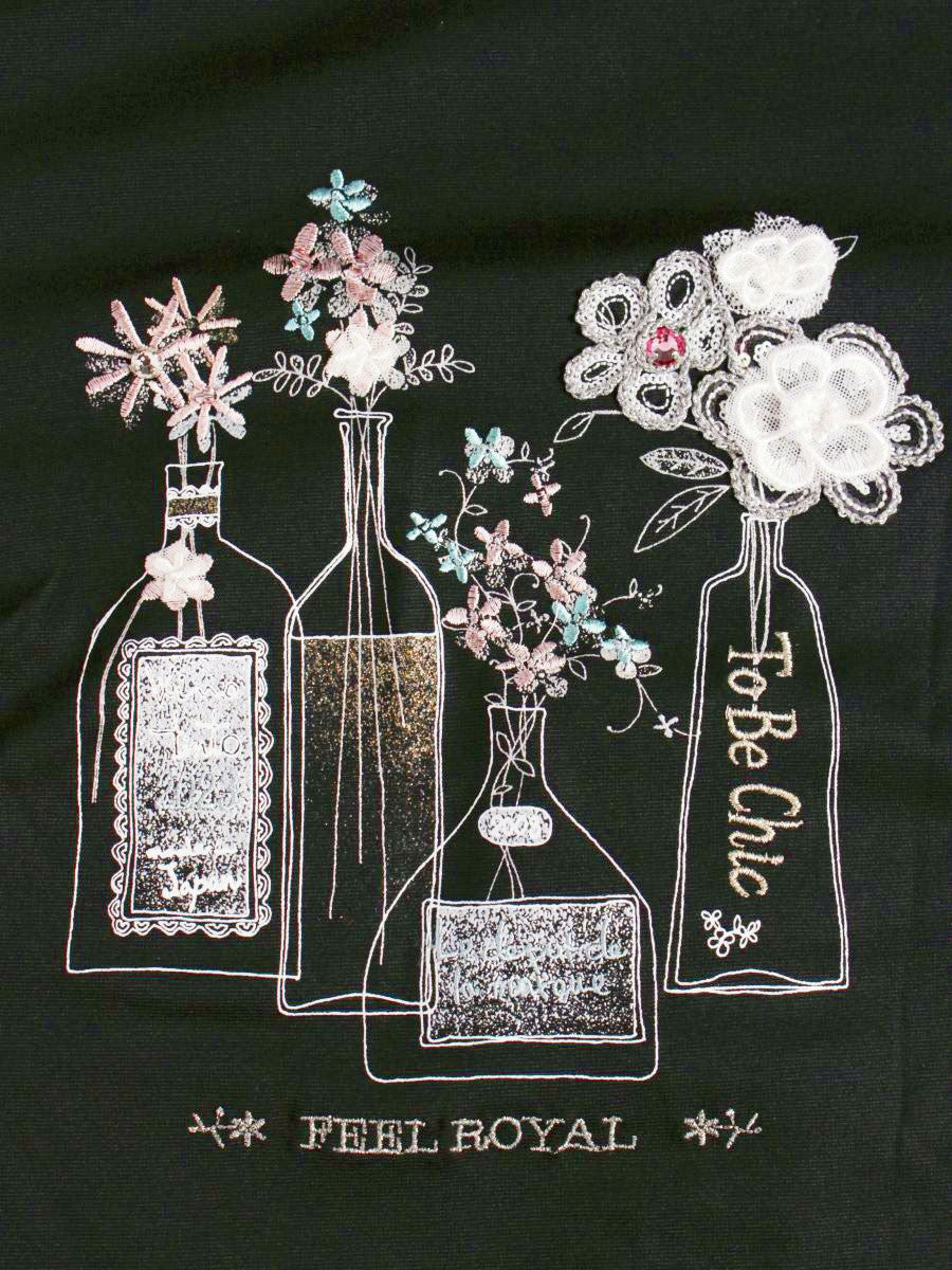 トゥービーシック W5P10-262-09 トップス 42 ブラック フラワーモチーフ 刺繍 ビジュー ITTDJV03YS54