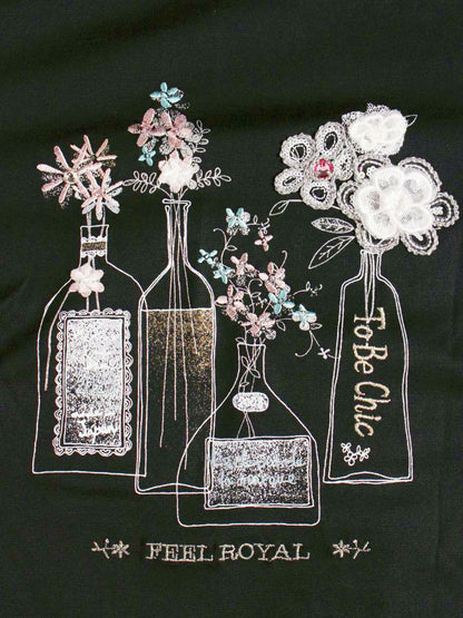 トゥービーシック W5P10-262-09 トップス 42 ブラック フラワーモチーフ 刺繍 ビジュー ITTDJV03YS54