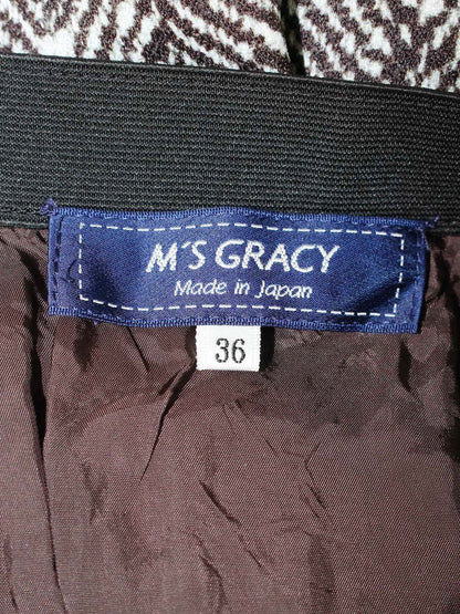 エムズグレイシー 017515 スカート 36 ブラウン フラワーモチーフ チュール ITFIFFN1R9XC