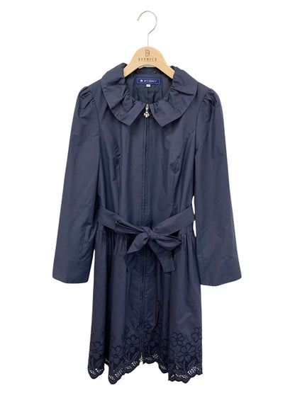 エムズグレイシー 729105 コート 38 ネイビー ジップアップ フラワーモチーフ ITKP4A9NW587