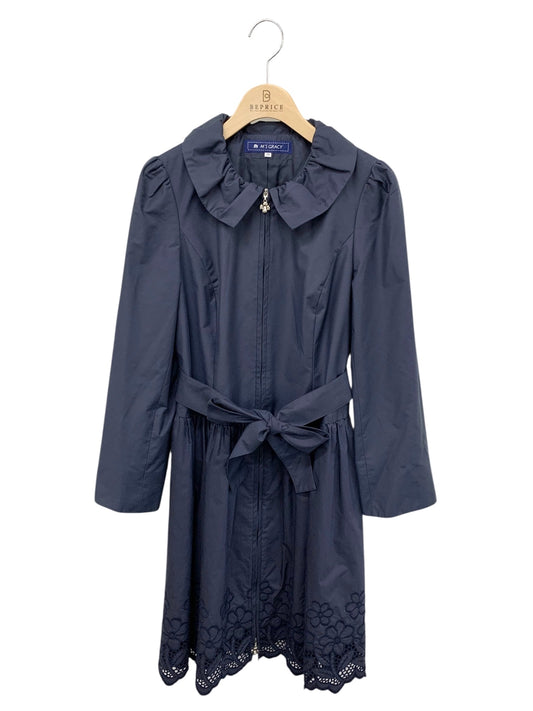 エムズグレイシー 729105 コート 38 ネイビー ジップアップ フラワーモチーフ ITKP4A9NW587