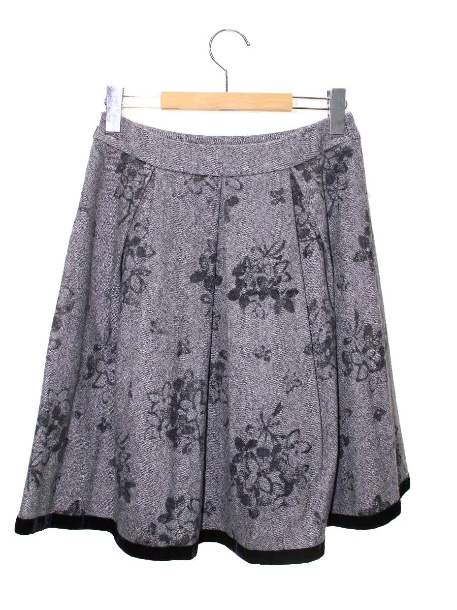 エムズグレイシー 127557 スカート 38 グレー フラワーモチーフ ウール ベロア ITDLIW553BHE