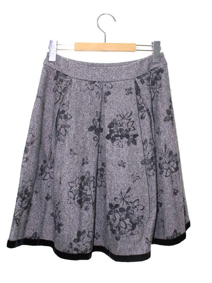 エムズグレイシー 127557 スカート 38 グレー フラワーモチーフ ウール ベロア ITDLIW553BHE