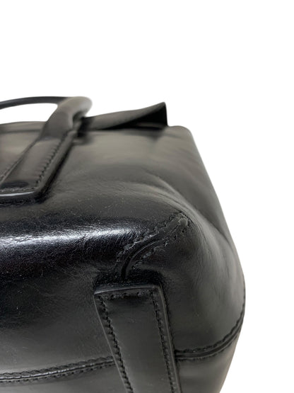 ヒロフ ブラック レザー フラップ ハンドバッグ IT98W0O6NW1X