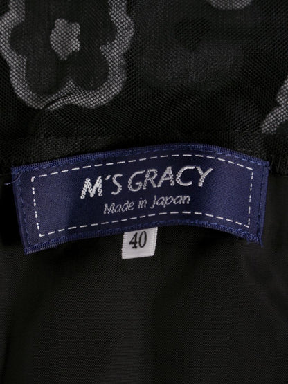 エムズグレイシー 011137 ワンピース 40 ブラック シアー 袖リボン IT2EGOCOP72J